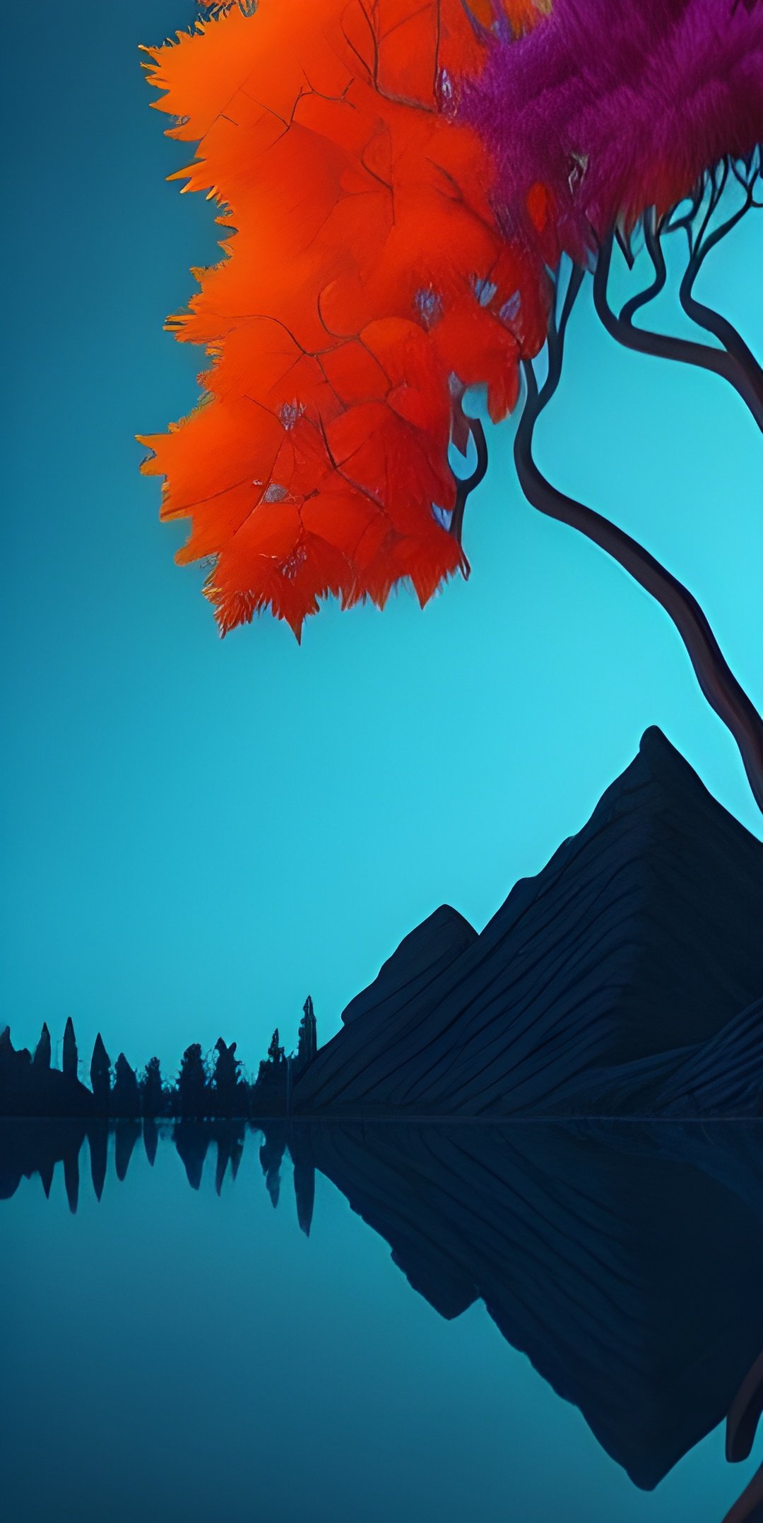 Abstract Minimalistic Tree Colorfull Wallpaper Download for Phone