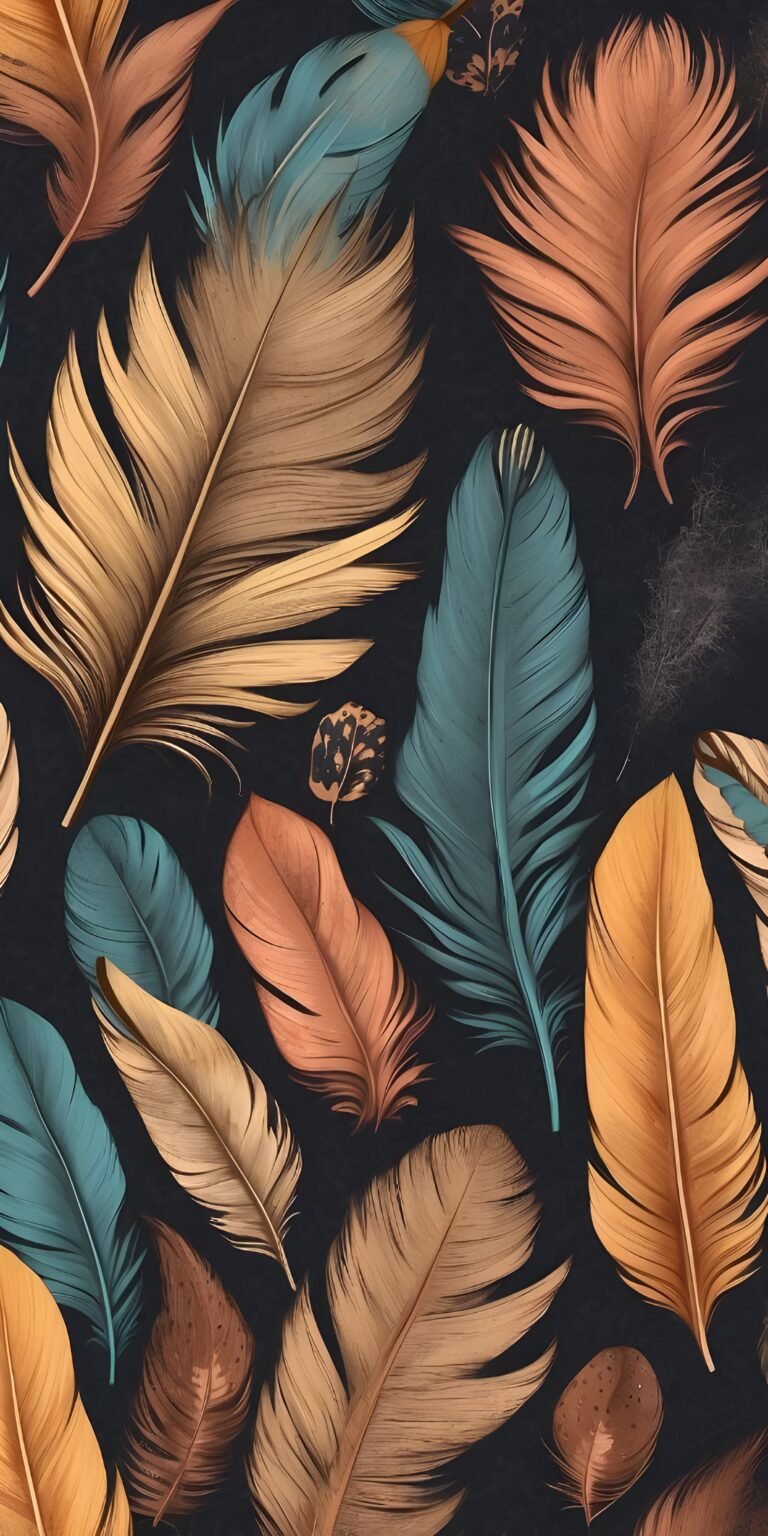 Artistic Feather Phone Wallpaper, Black
