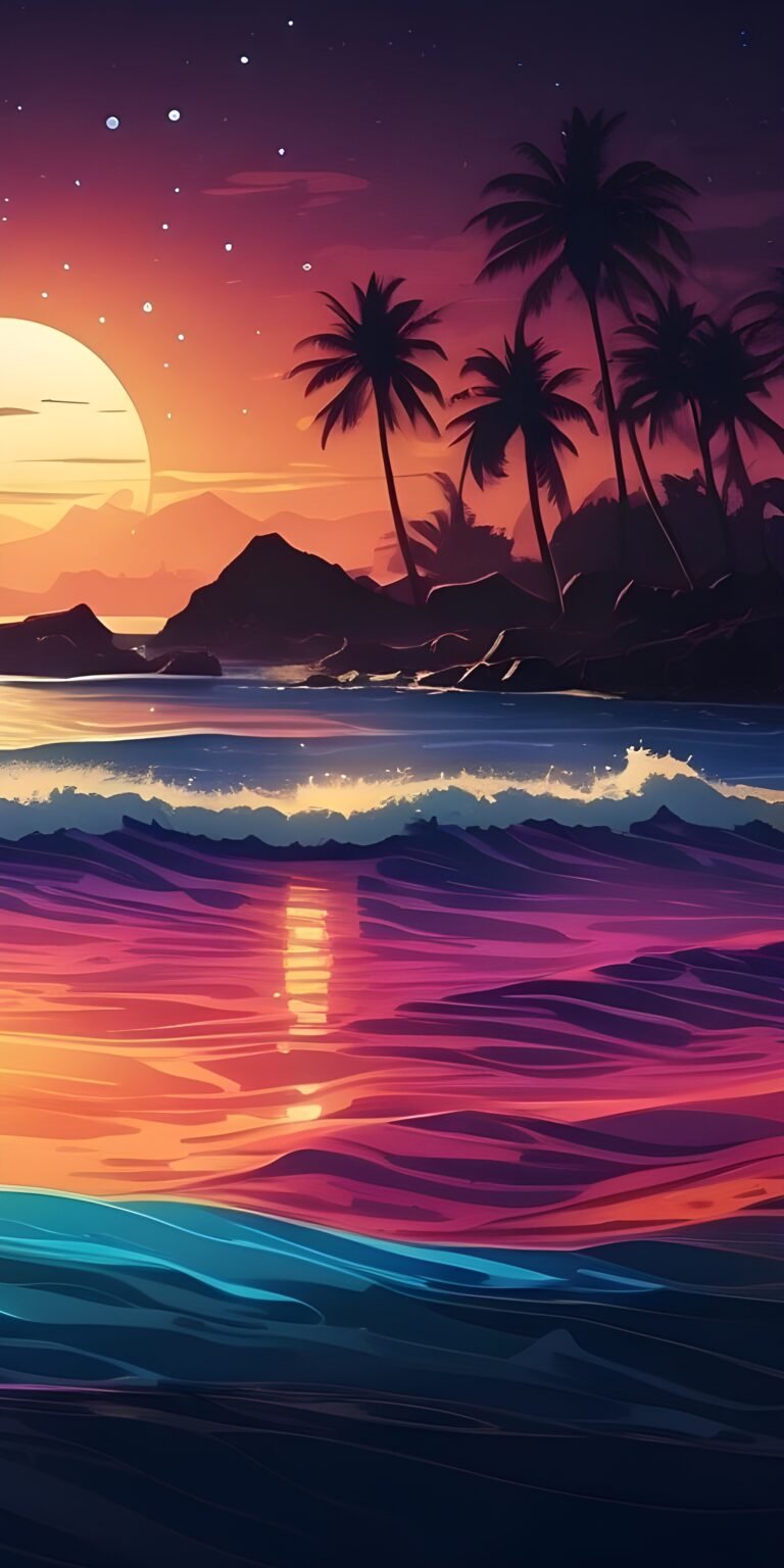 Beautiful Beach Phone Wallpaper, Minimalistic, Colorful