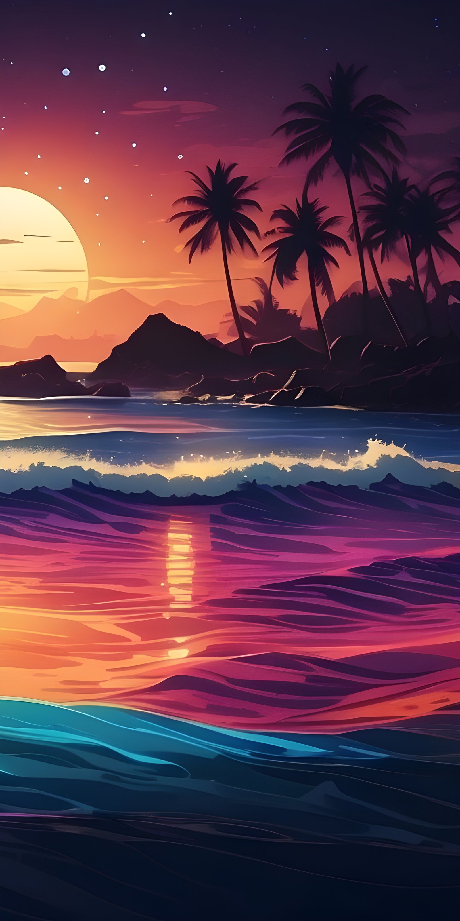 Beautiful Beach Phone Wallpaper, Minimalistic, Colorful