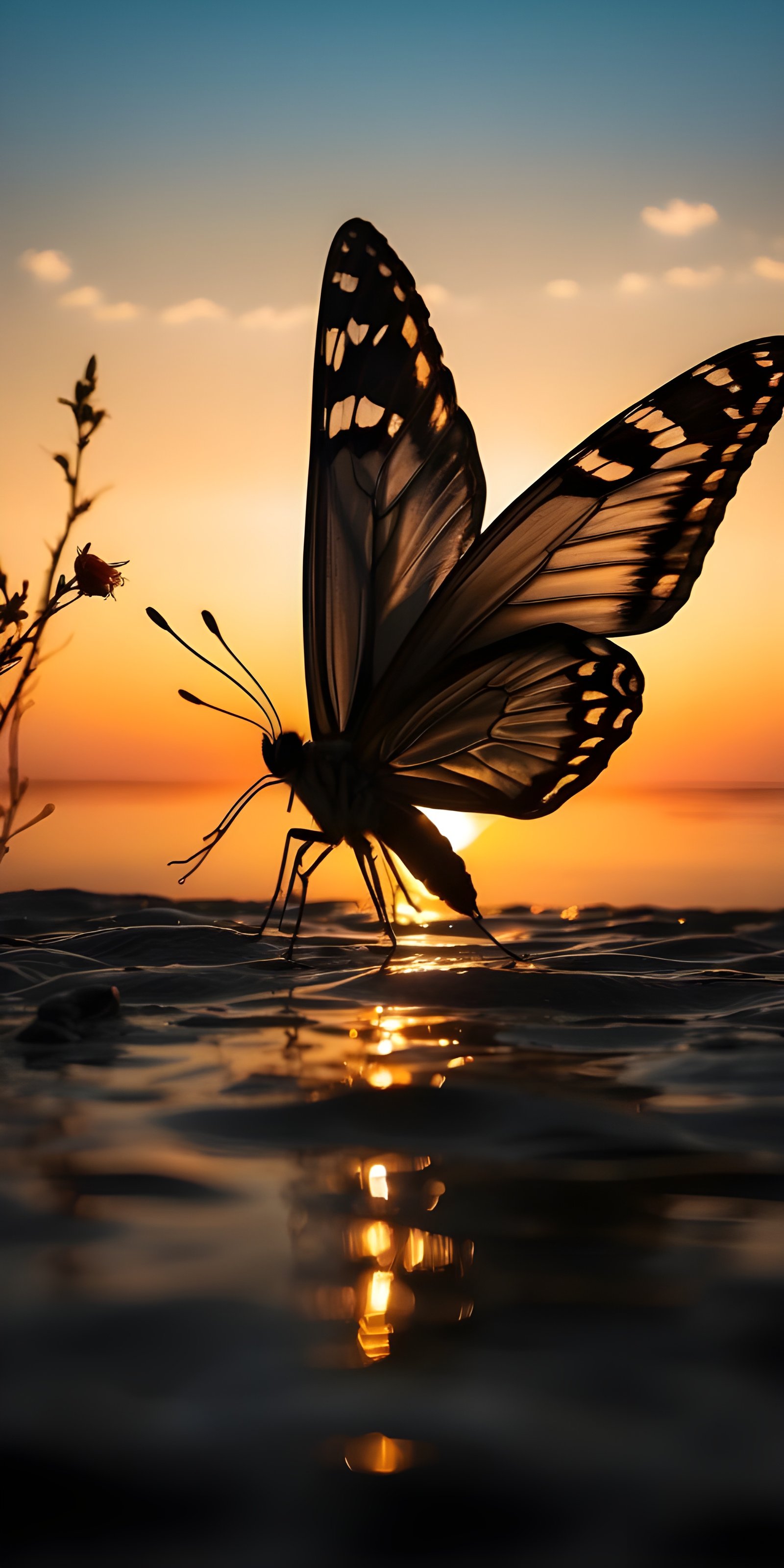 Beautiful Butterfly Phone Wallpaper Download, Black