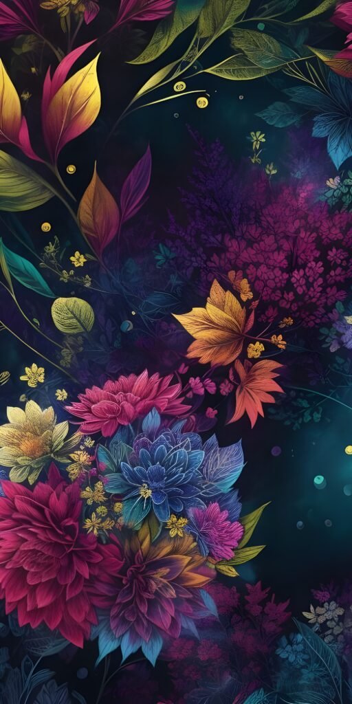 Beautiful dim Flowers Phone Wallpaper