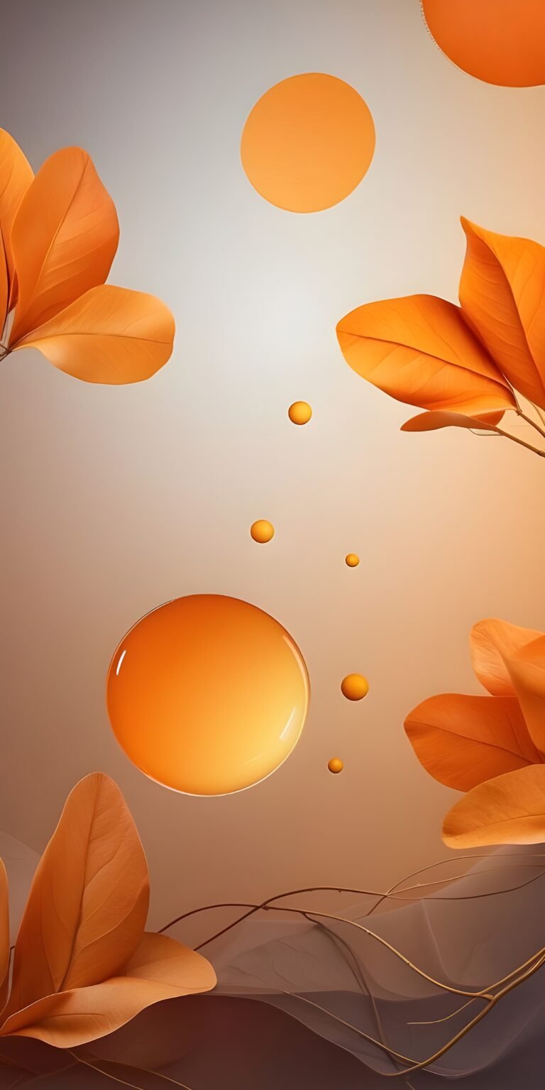 Best Orange Phone Wallpaper, White with Leaf