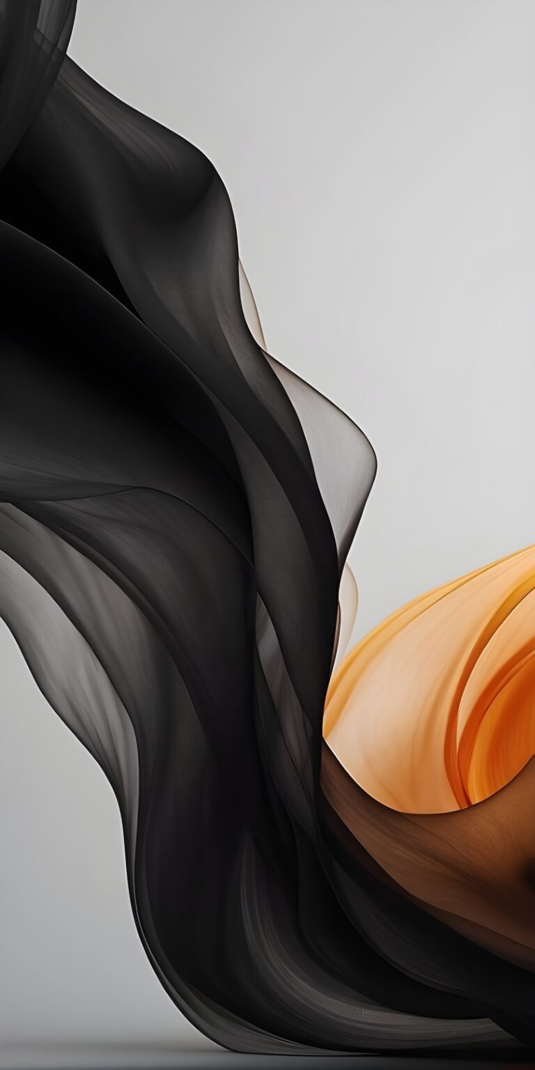 Black and Orange Abstract Waves Phone Wallpaper