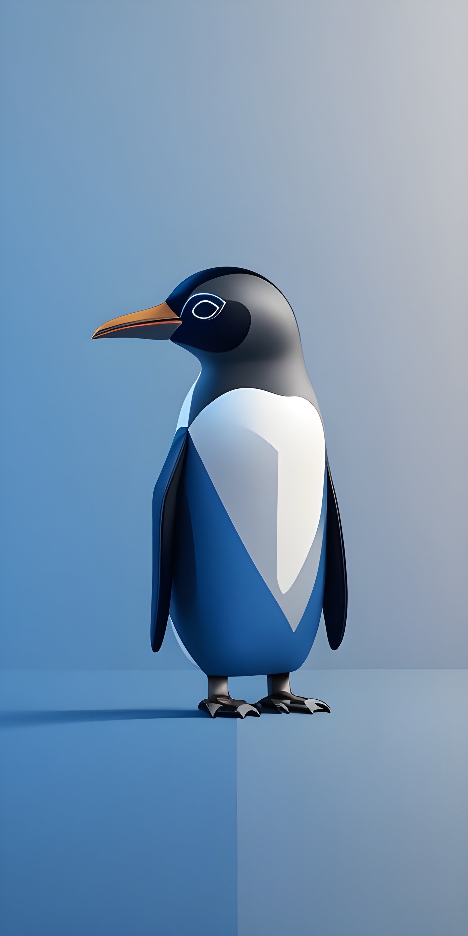 Blue, White Penguine Phone Wallpaper Minimalistic