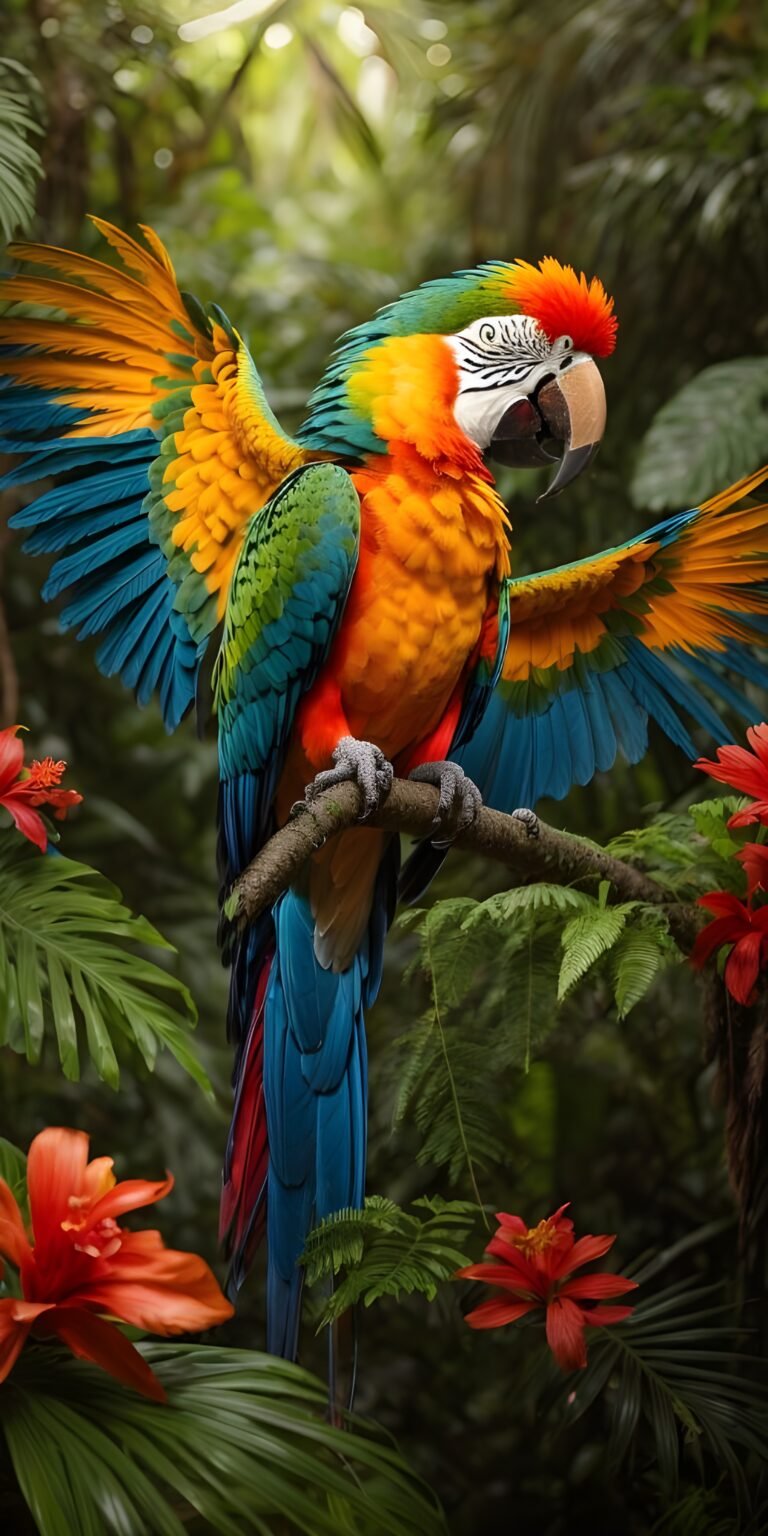 Brazilian Parrot Vibrant Colors Phone Wallpapers