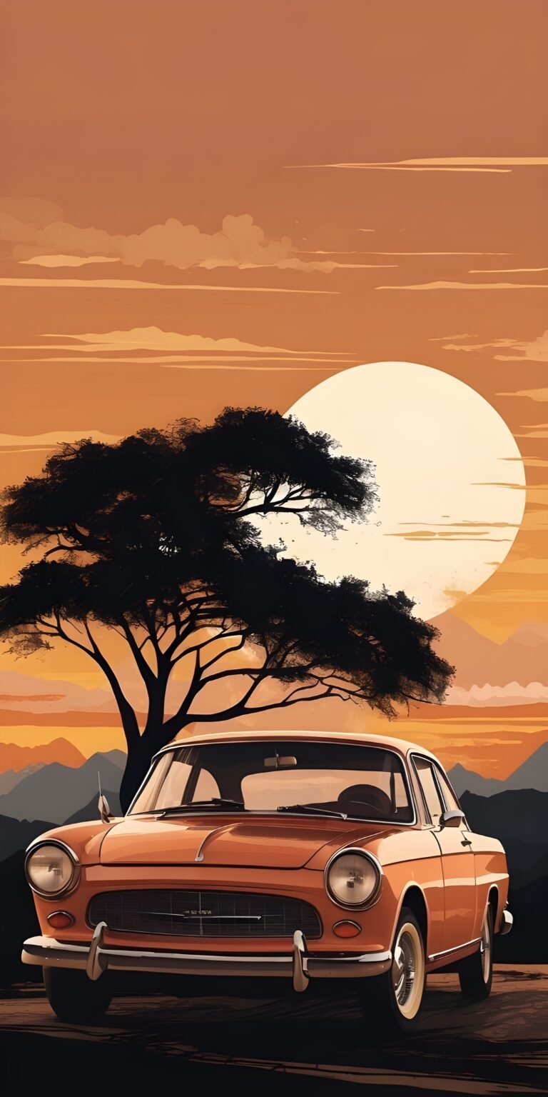 Car Sunset Phone Wallpaper