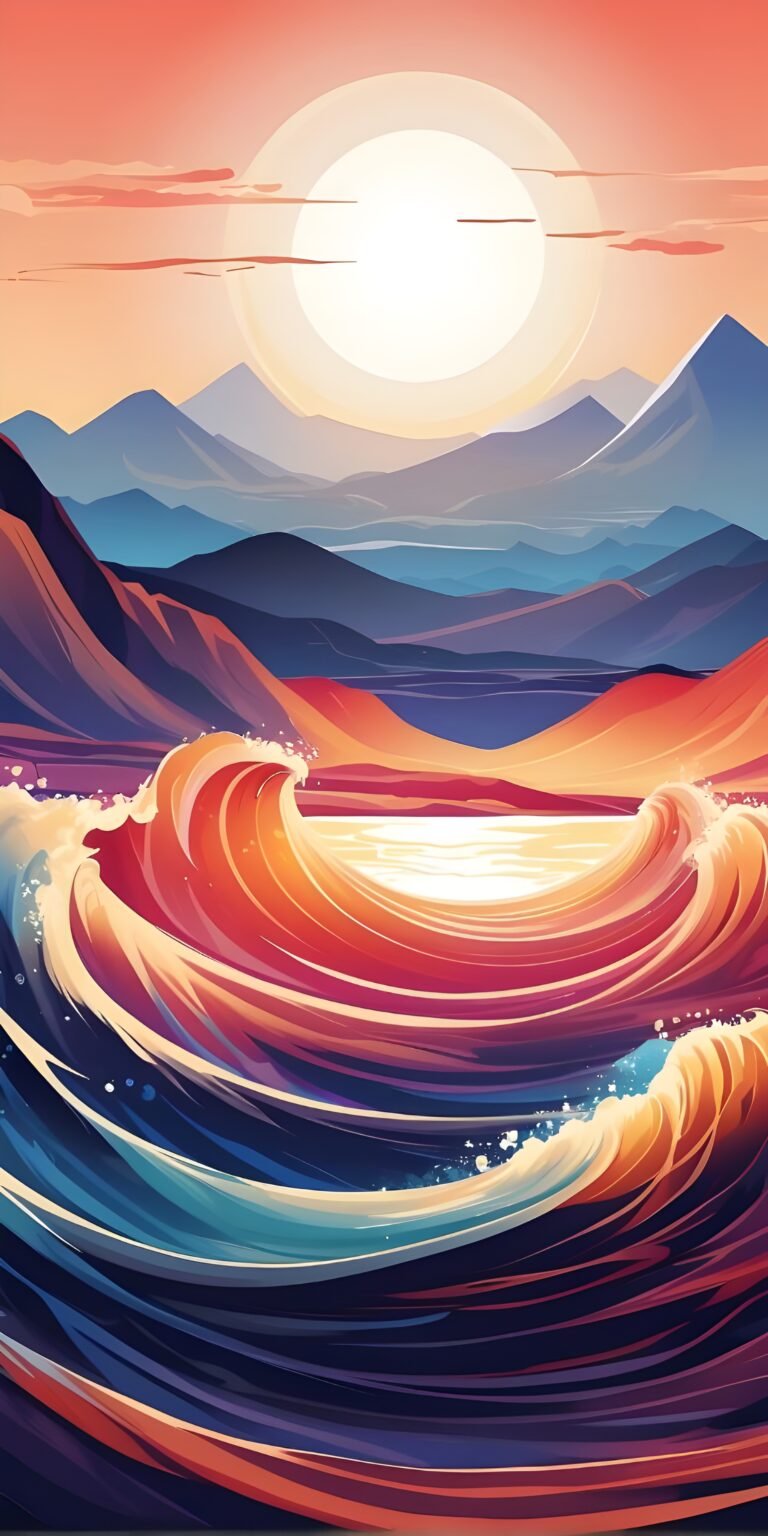 Colorful Phone Wallpaper Download Mountains and Waves, White