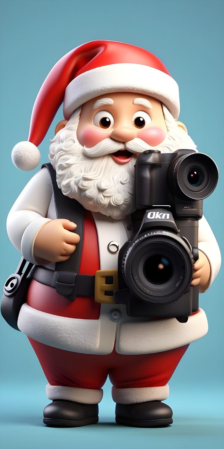 Cute Christmas Wallpaper Santa Clause with Camera