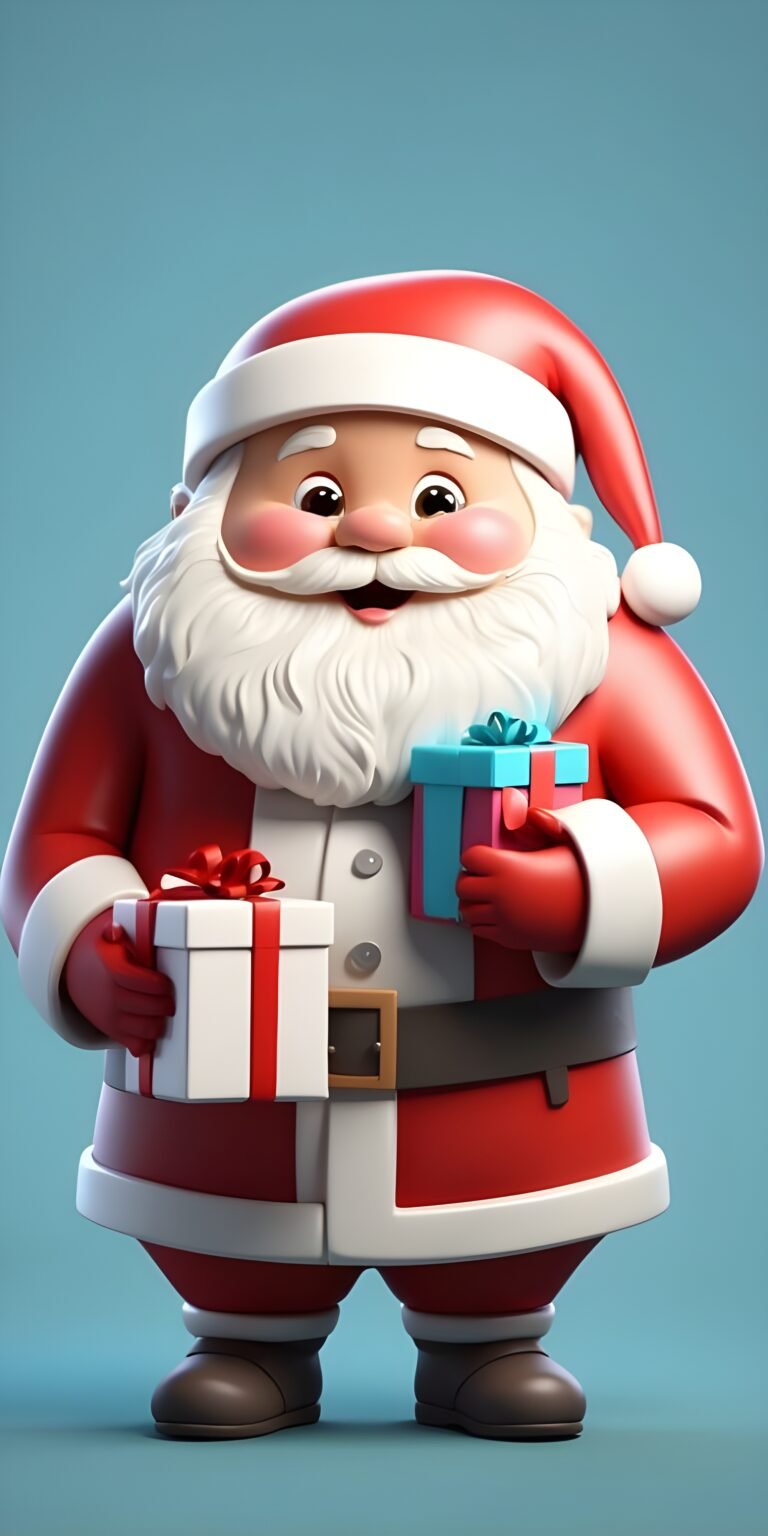 Cute Santa Clause with Gifts on Christmas