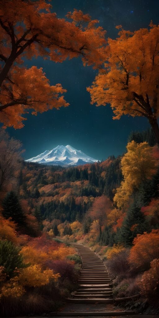 Fall Wallpaper with Snow Mountain for Phone