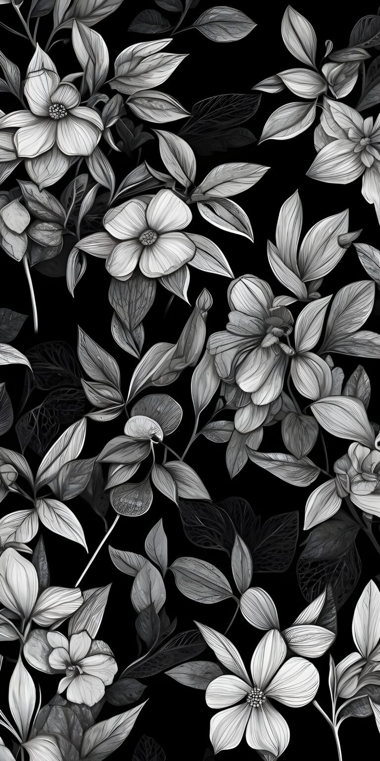 Flower Phone Wallpaper Black, White Environment