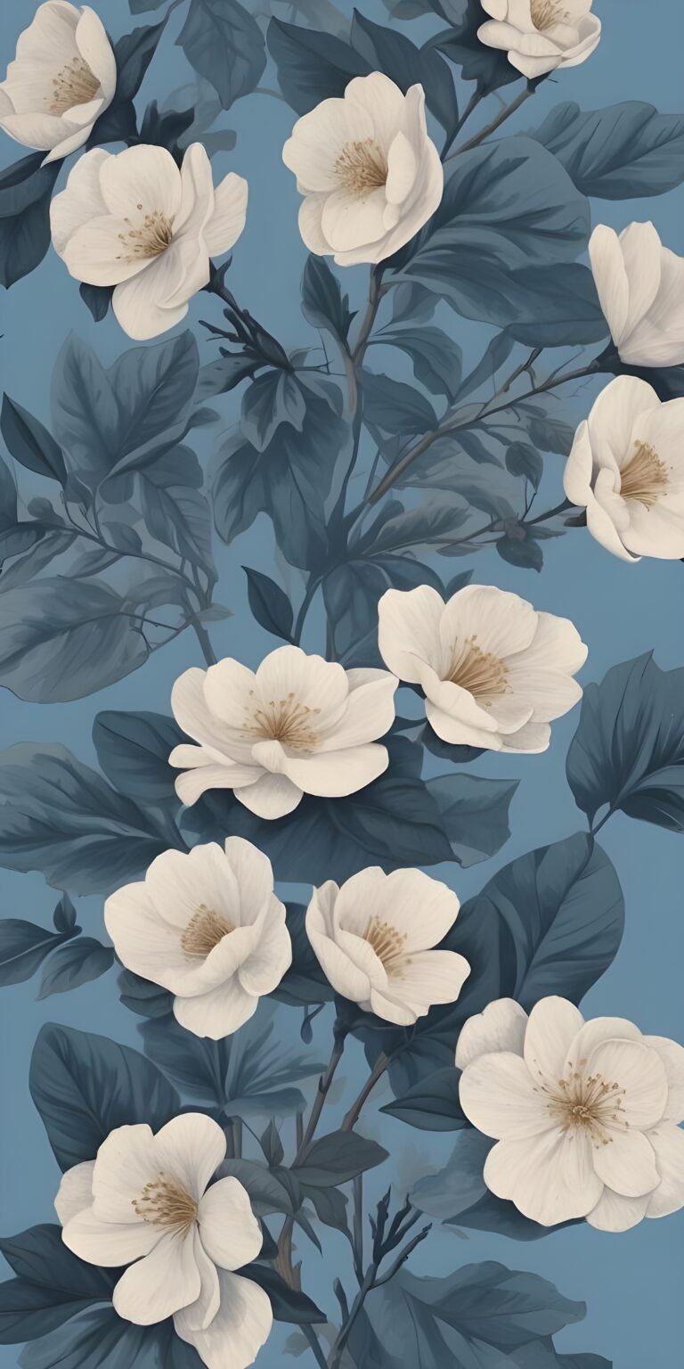 Flower Phone Wallpaper Blue and White