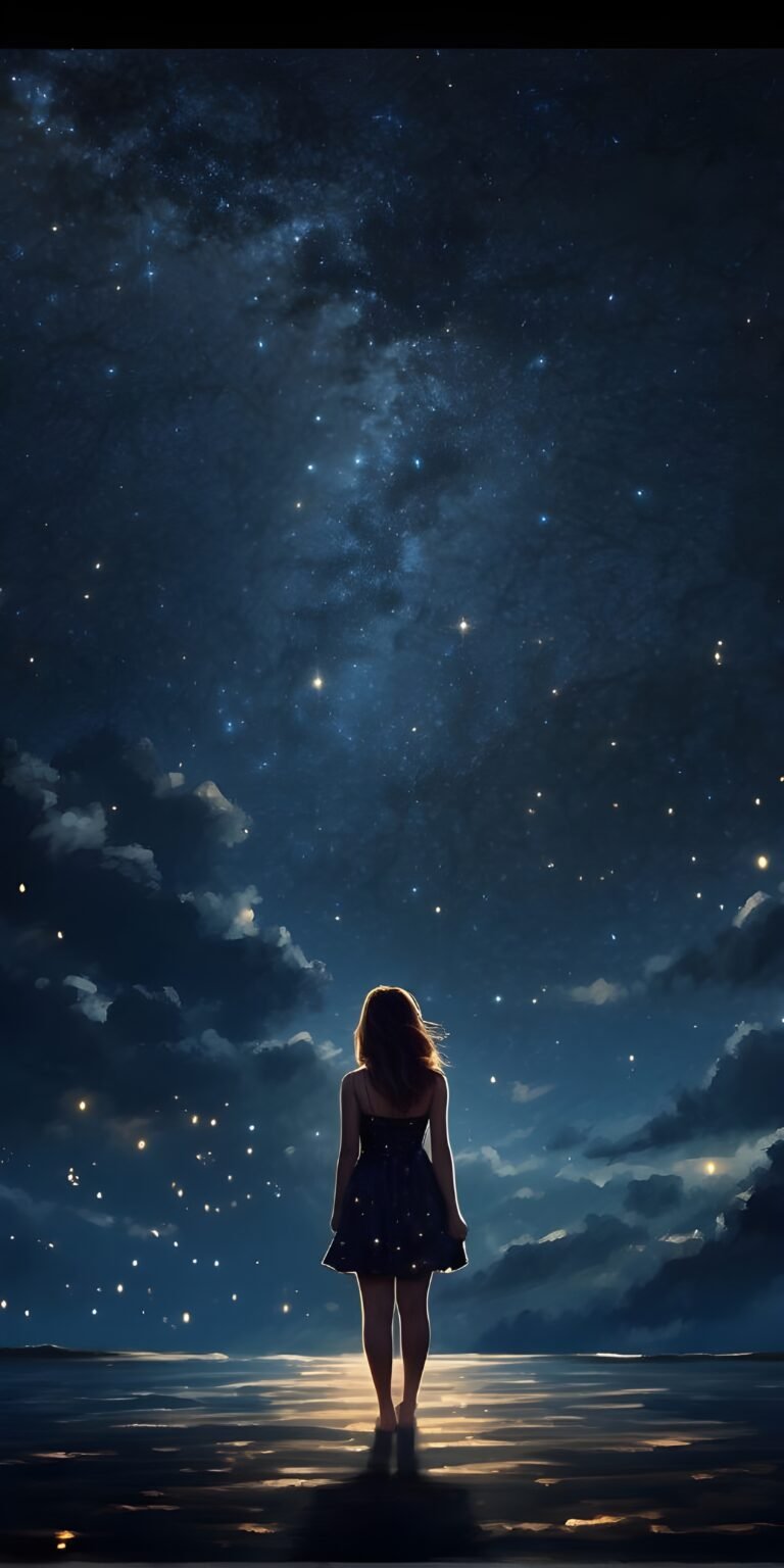 Girl and Galaxy Phone Wallpaper Download
