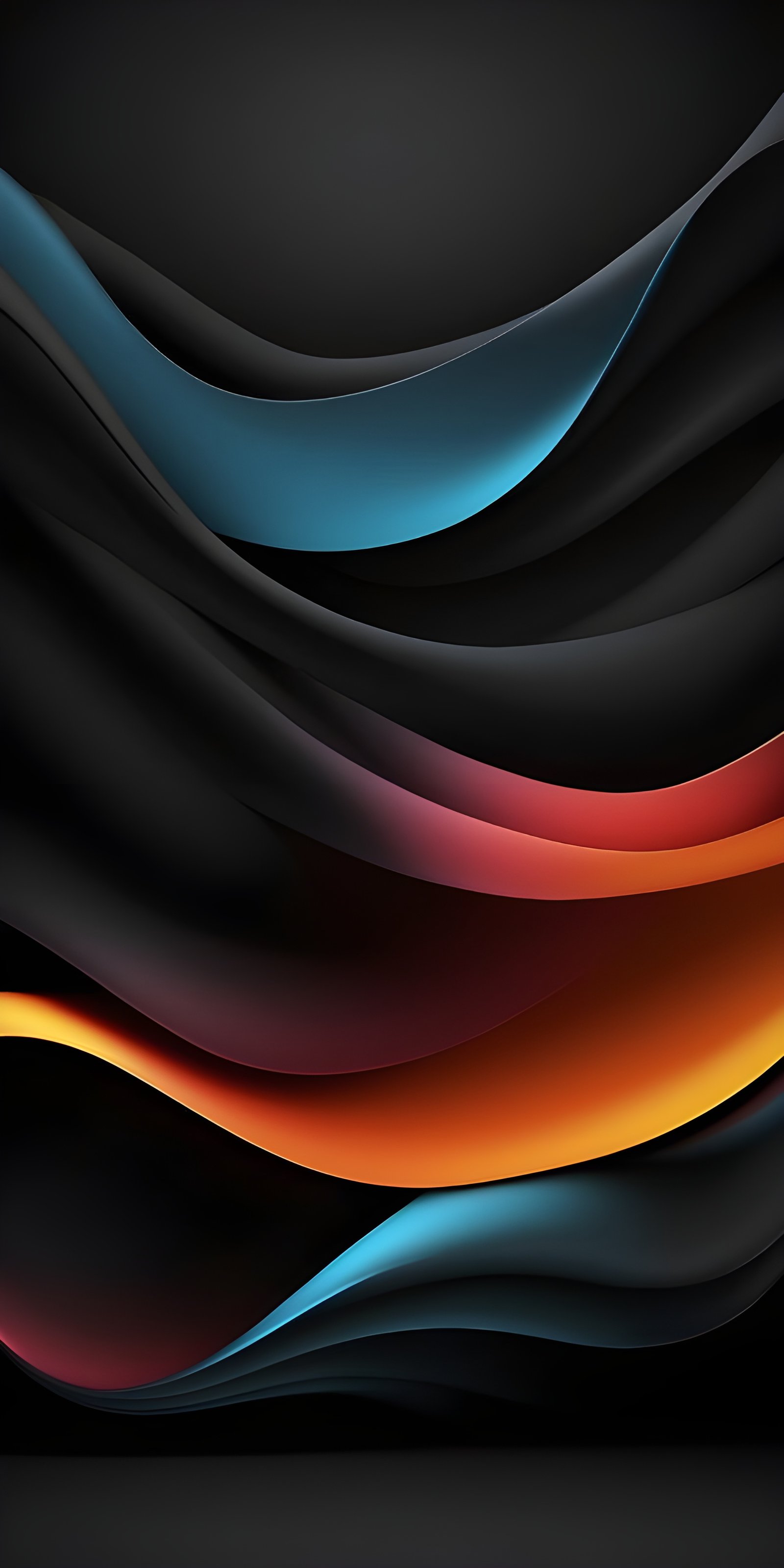 Interesting Abstract Black, Blue and Orange Phone Wallpaper