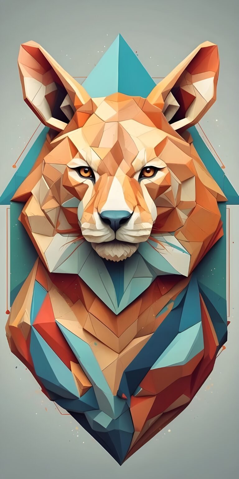 Lion Geometric Phone Wallpaper