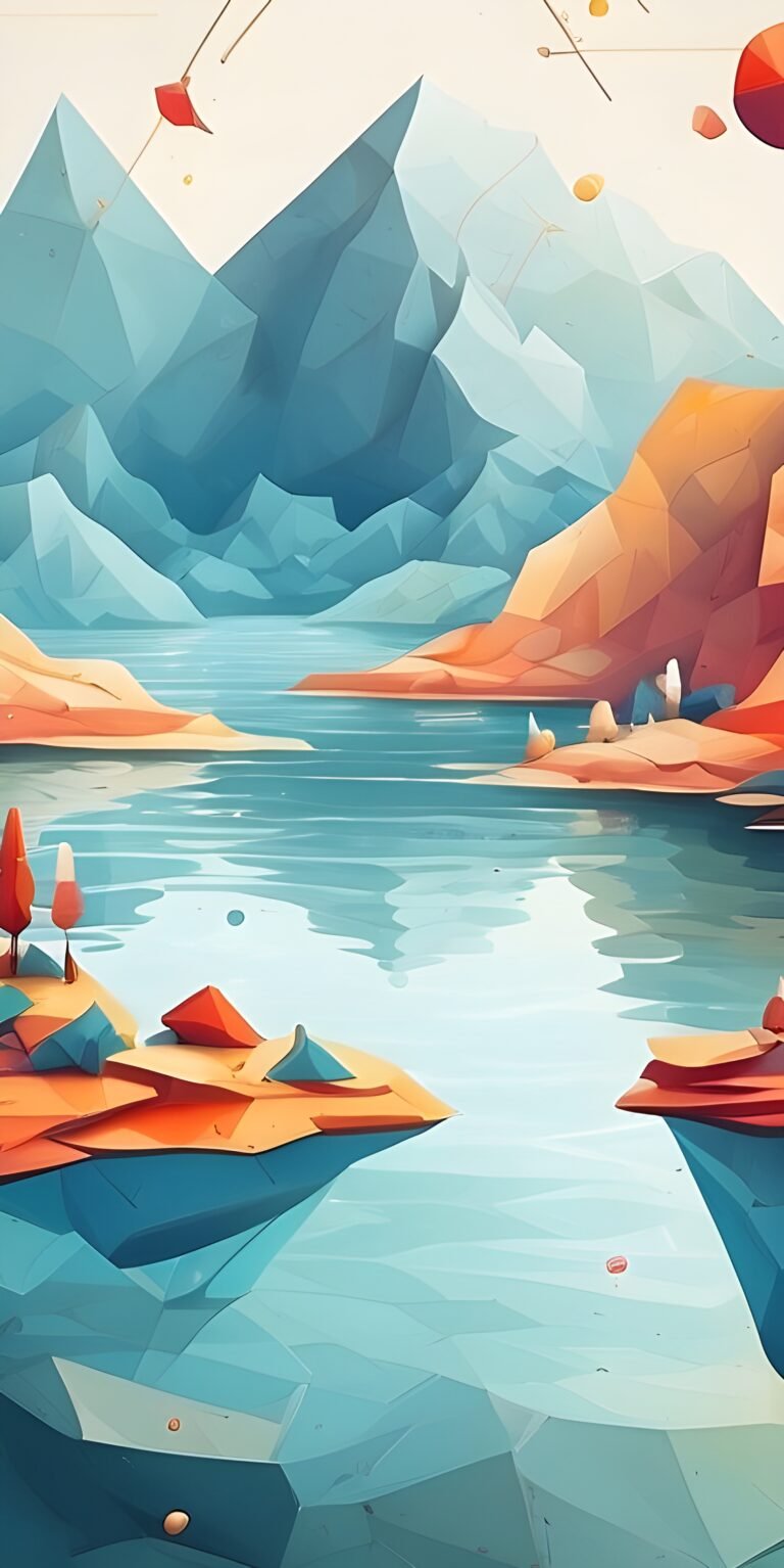 Minimalistic Colorful Lake Phone Wallpaper