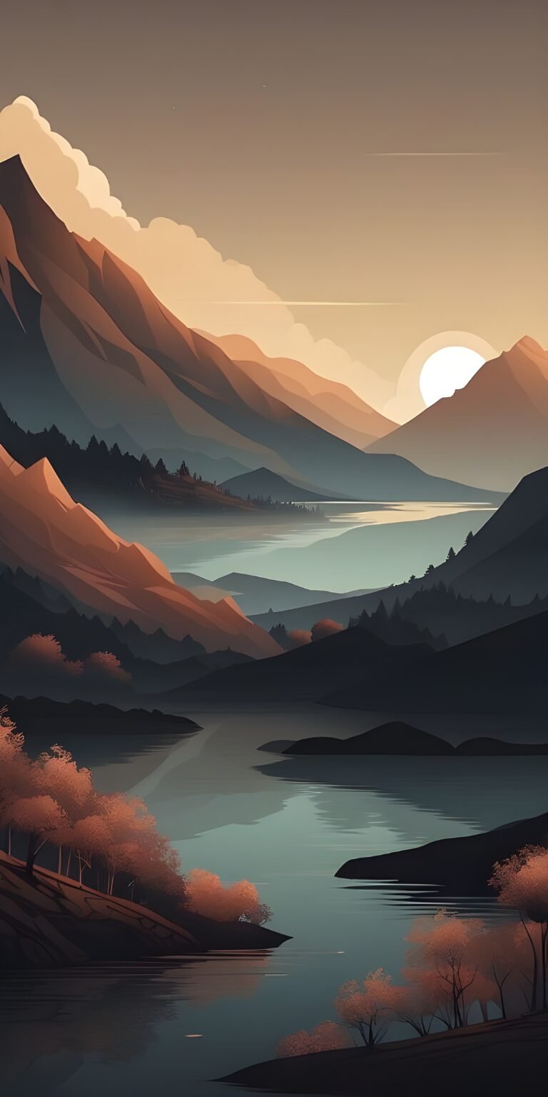 Minimalistic Natural Mountains Phone Wallpaper, Environment