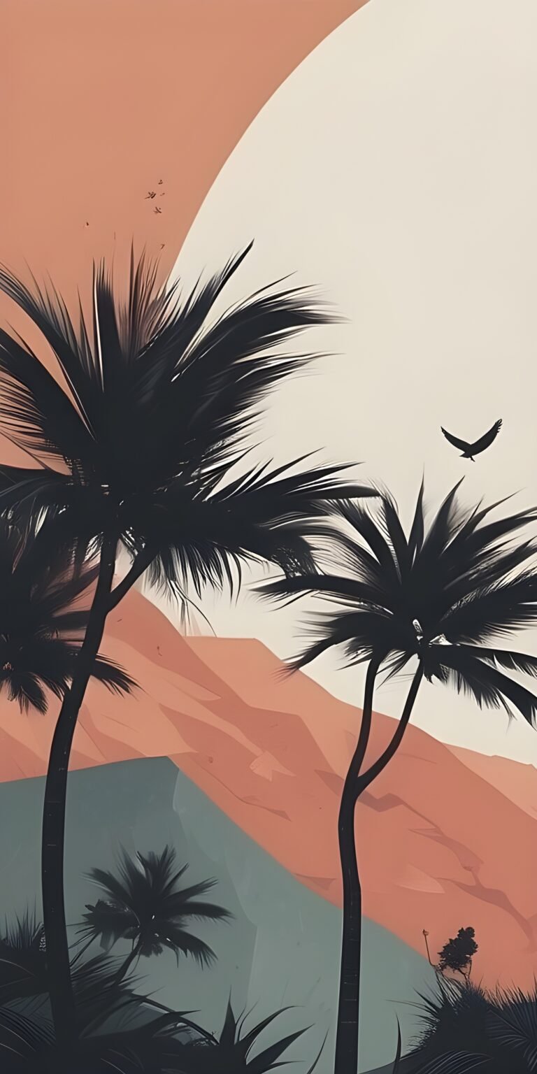Minimalistic Palm Tree Phone Wallpaper Environment