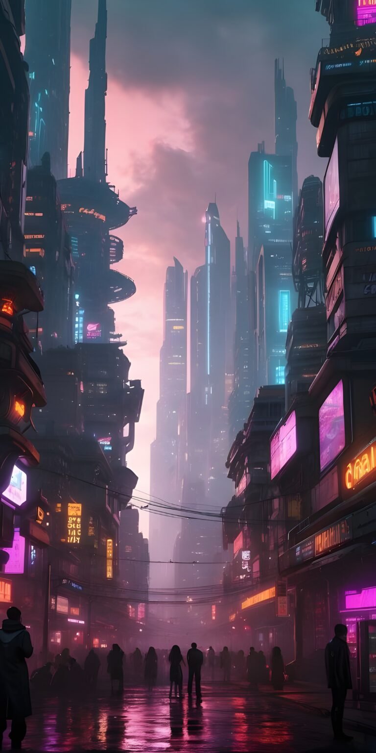 Neon City Phone Wallpaper