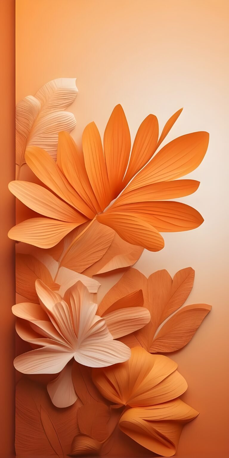 Orange leaf with orange background Abstract