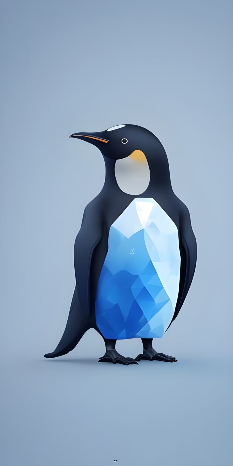 Penguine Phone Wallpaper Blue, White
