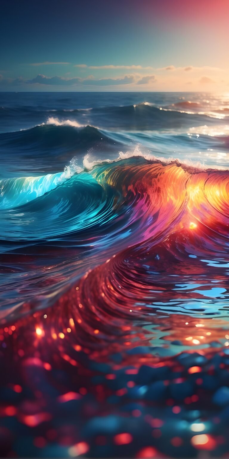 Sea Waves Vibrant Colors Phone Wallpaper