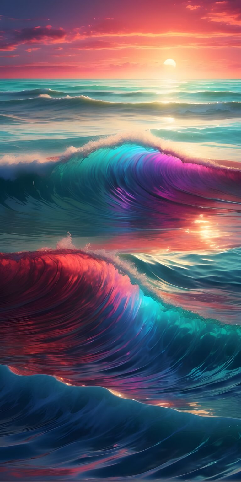 Sunset Sea Waves Phone Wallpapers