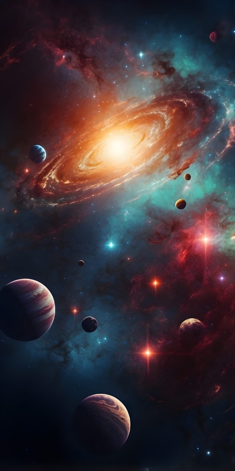 Vibrant Galaxy Phone Wallpaper, Planets