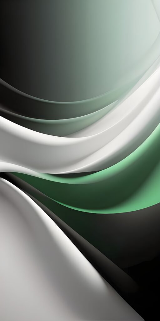 White, Black and Green Phone Wallpaper Abstract