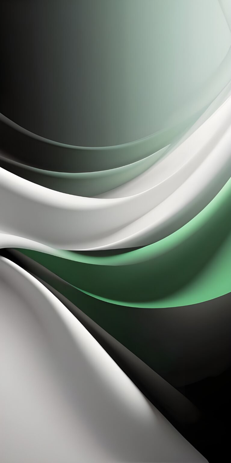 White, Black and Green Phone Wallpaper Abstract
