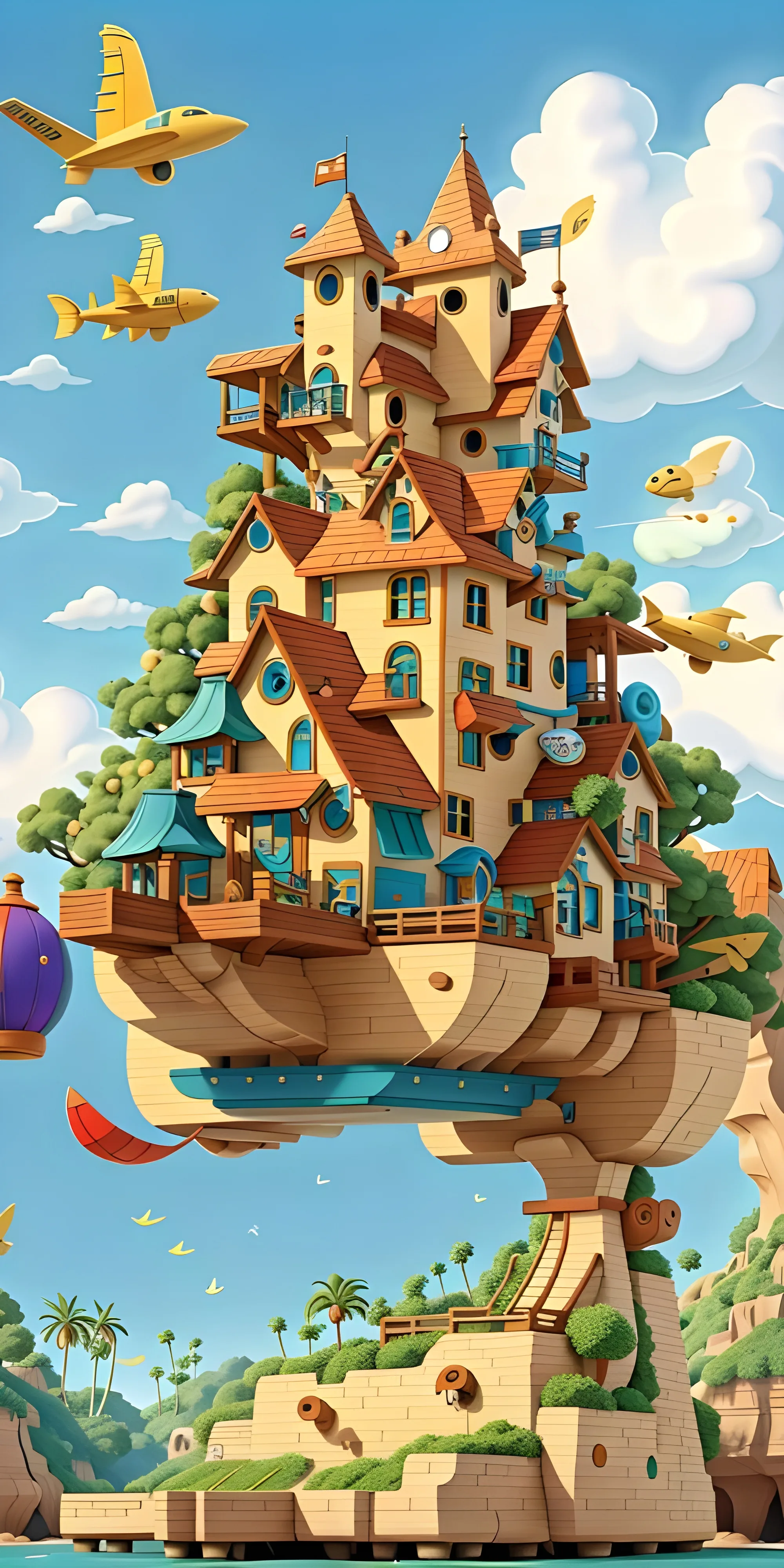 3D Cartoon Wallpaper Building