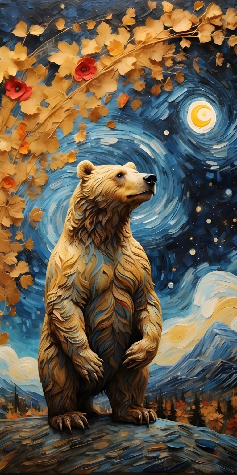 Bear Artistic Phone Wallpaper, Van Gogh
