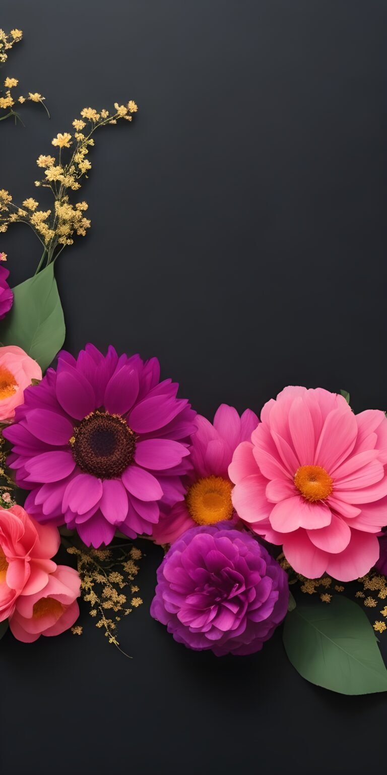 Beautiful Pink Flower Phone Wallpaper Download, Black