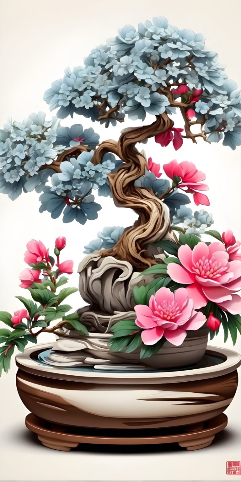 Beautiful and charming images of bonsai flower Phone Wallpaper, White
