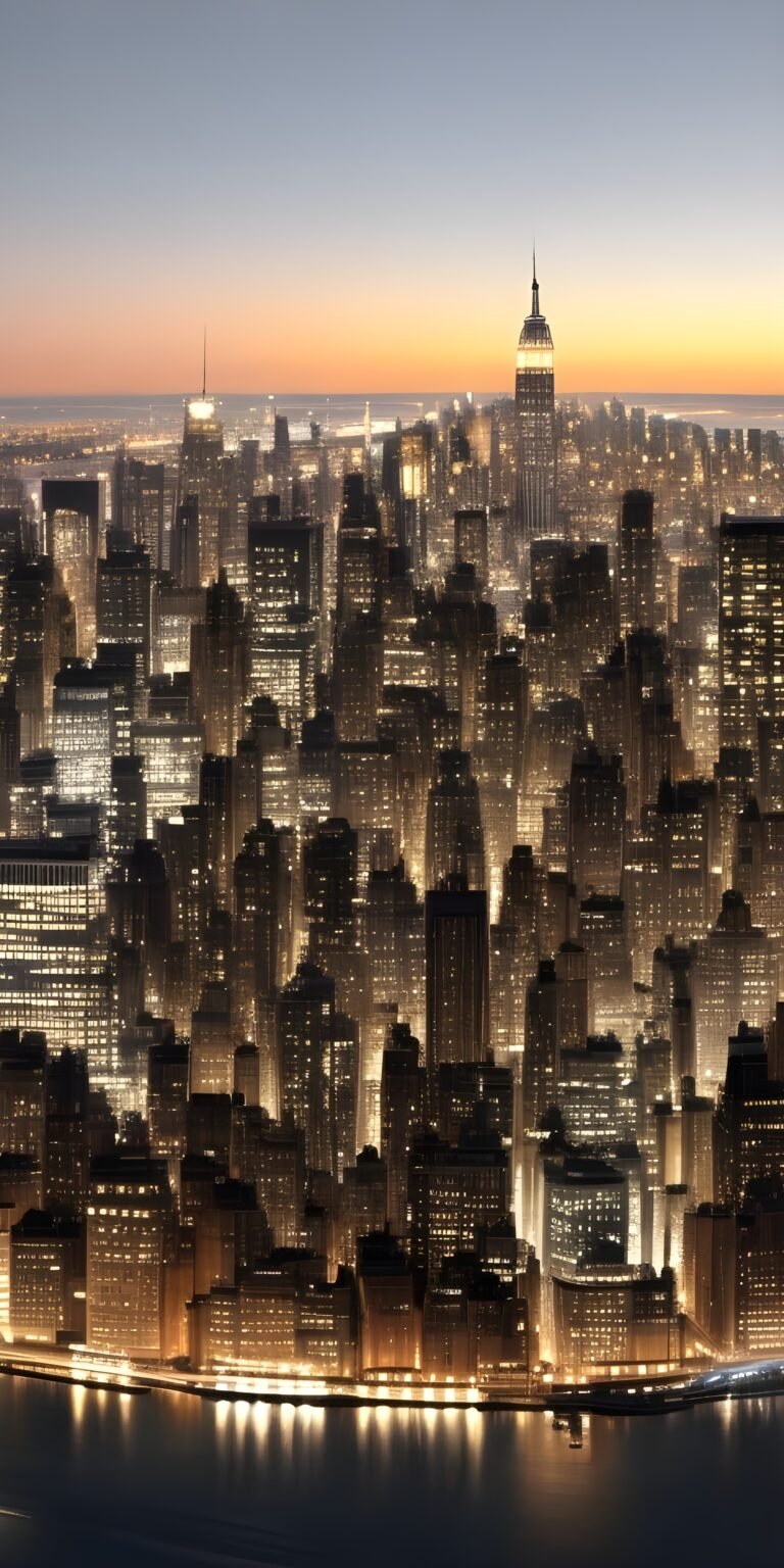 Best City, Buildings Phone Wallpaper Download, Landscape, Night, Lights, yellow