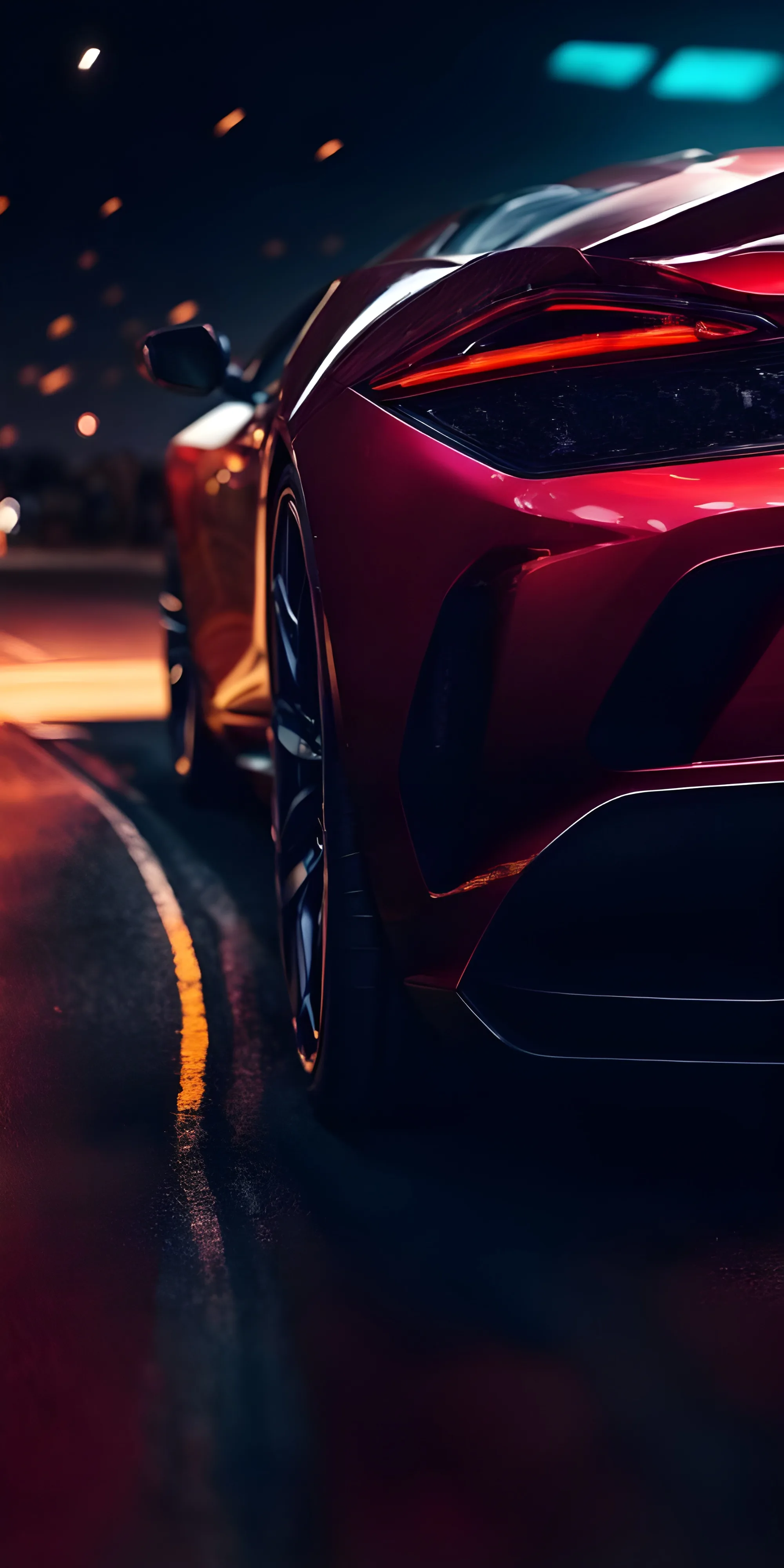 Best Red Car Phone Wallpaper, Night