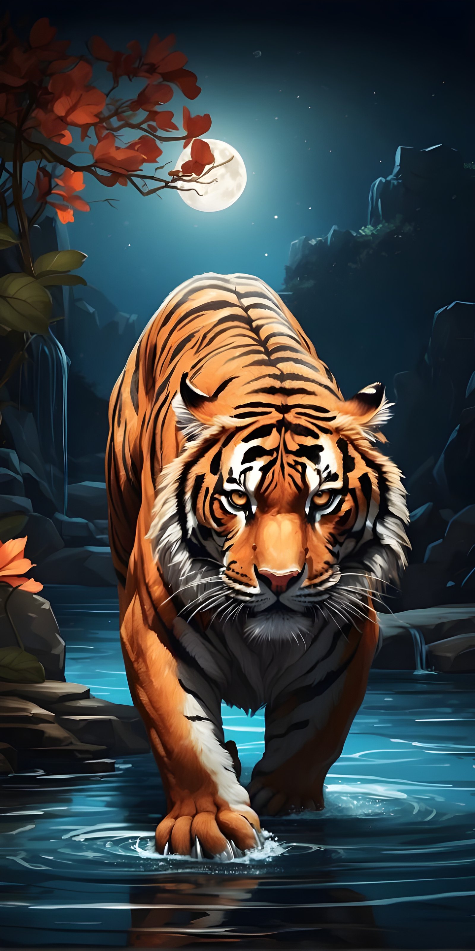 Best Tiger Phone Wallpaper, Night, Animal, Water