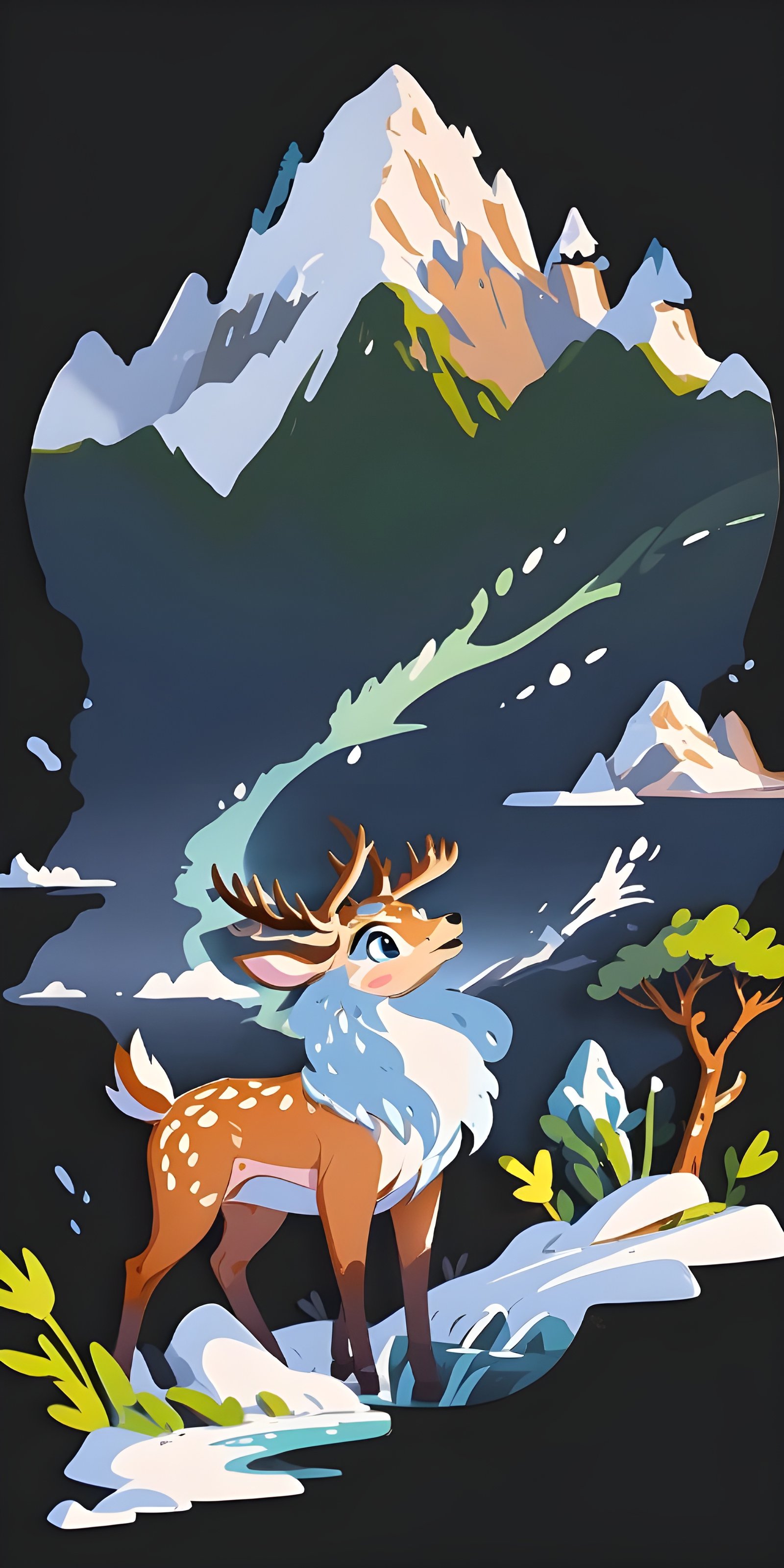 Cartoon Wallpaper, Deer, Animal, Black