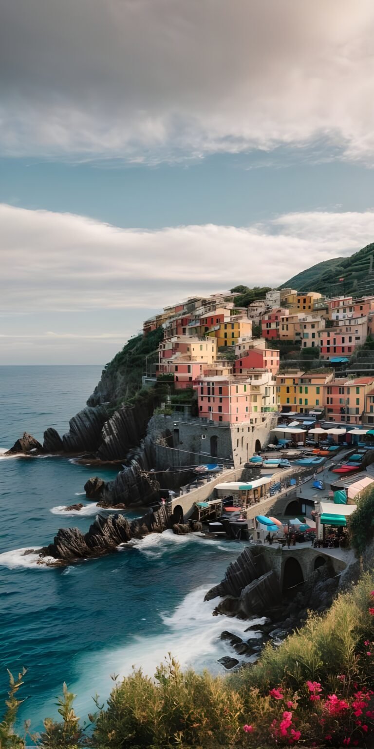 Coastal village of Cinque Terre, Italy, nestled against colorful cliffs, World Places