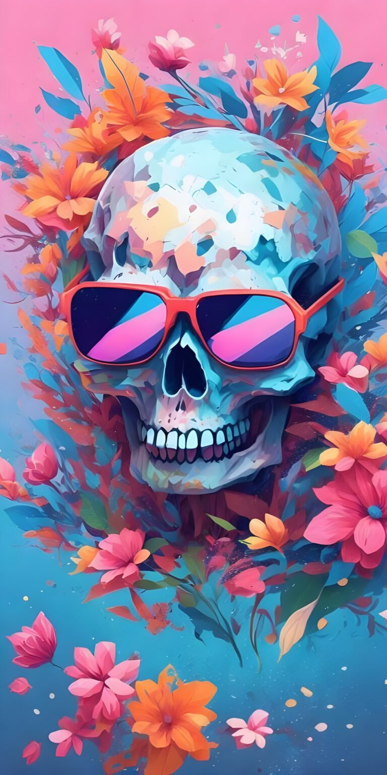 Colorful Skull Mobile Background, Dark