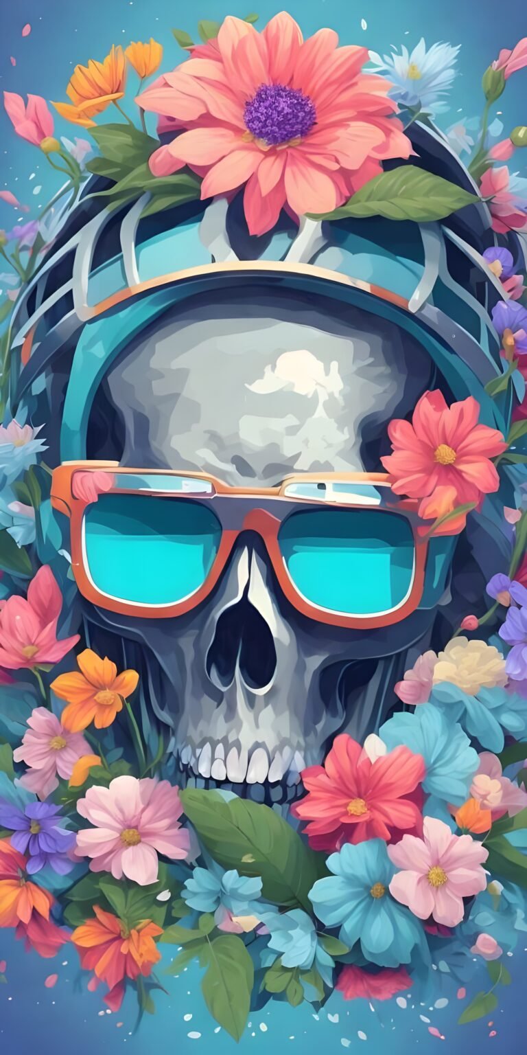 Colorful Skull Mobile Wallpaper, Dark