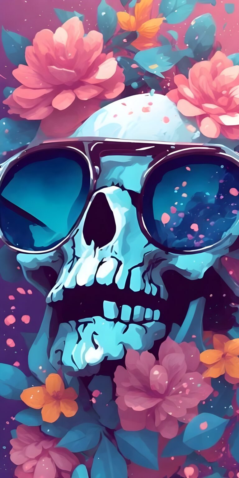 Colorful Skull Phone Wallpaper, Dark