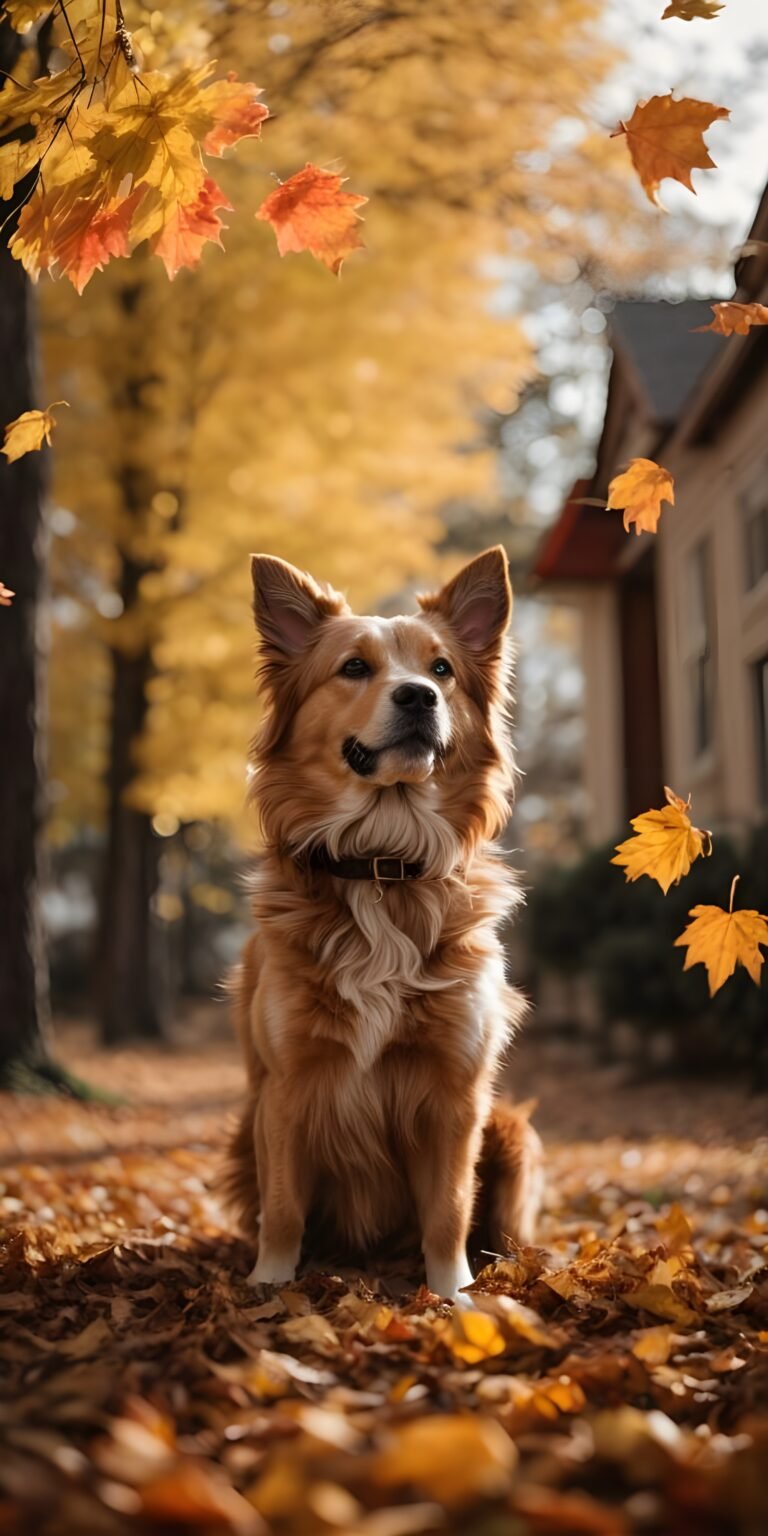 Cool Dog and Fall Wallpaper