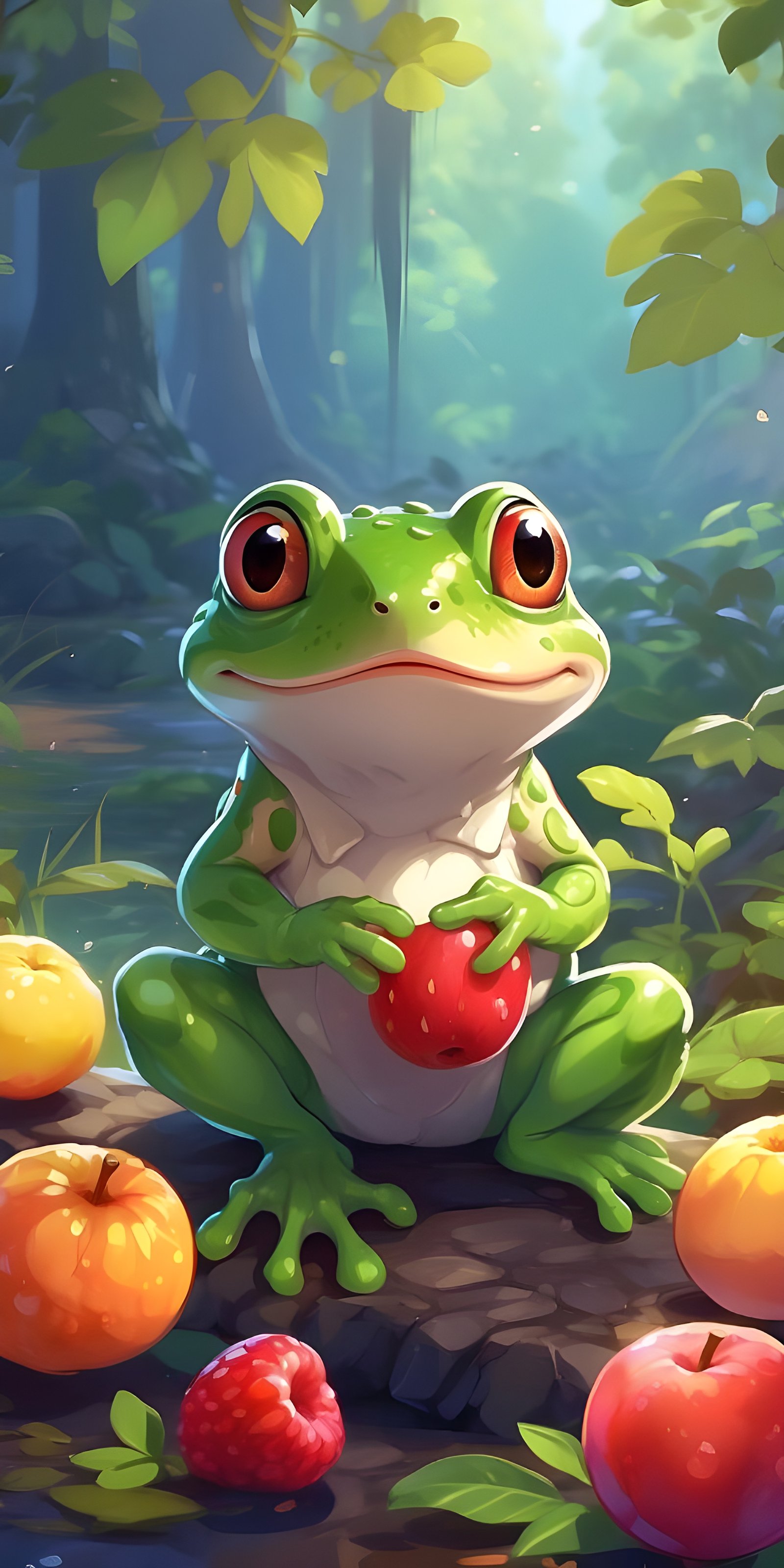 Cute Frog Kids Phone Wallpaper, Cartoon
