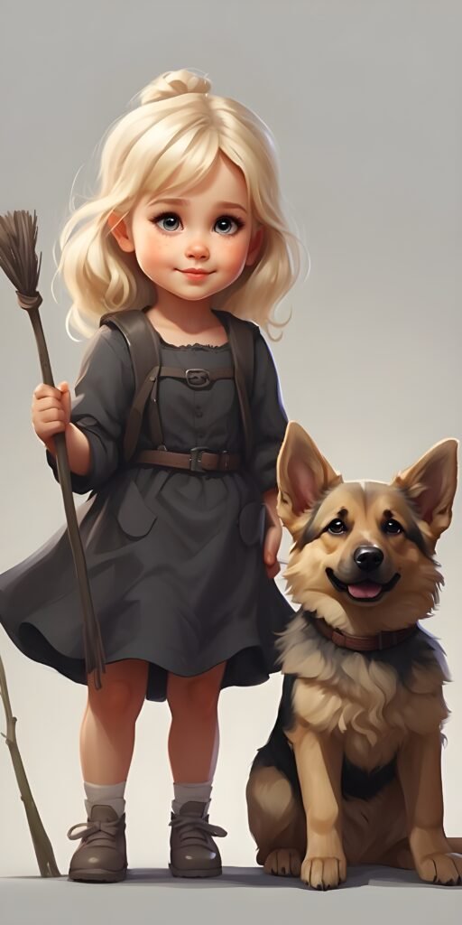 Cute Girl, Dog Phone Wallpaper