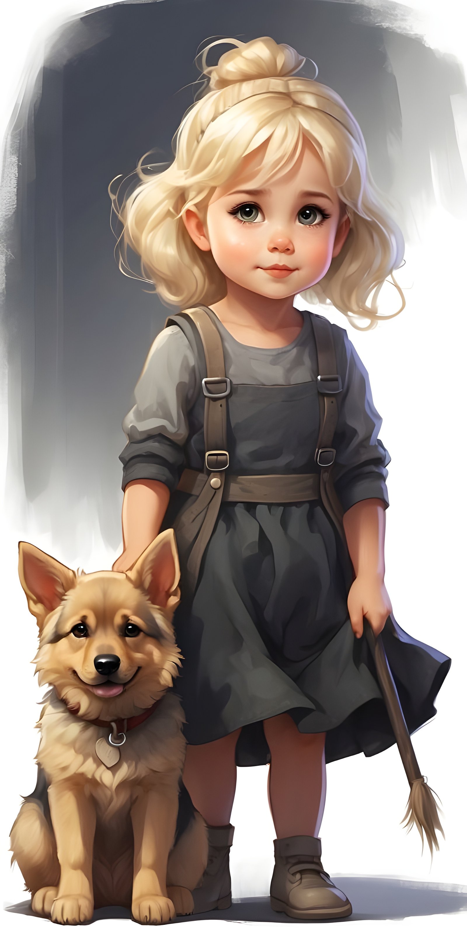 Cute Girl with Dog,