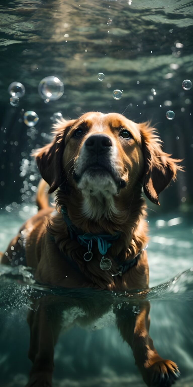 Dog Under Water Phone Wallpaper