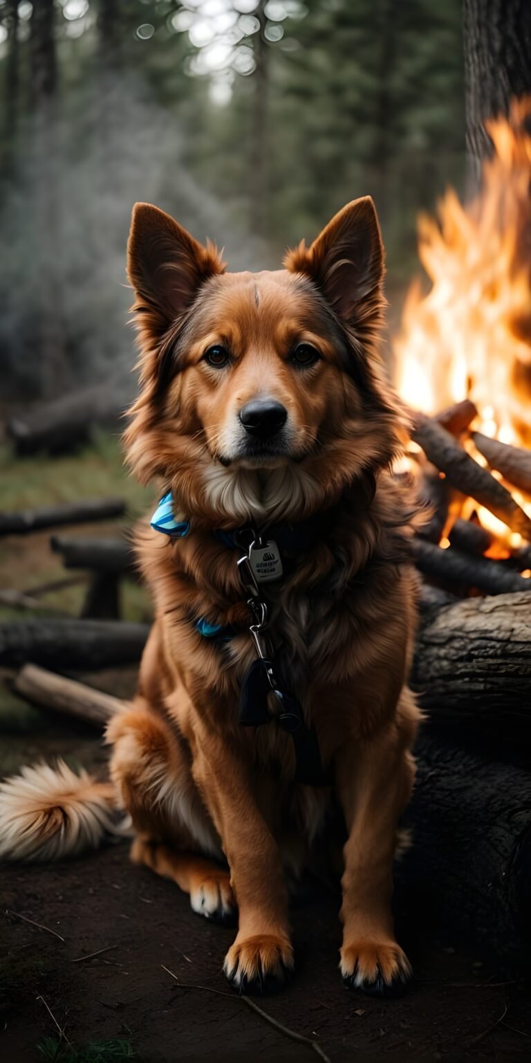 Dog and Fire Phone Wallpaper