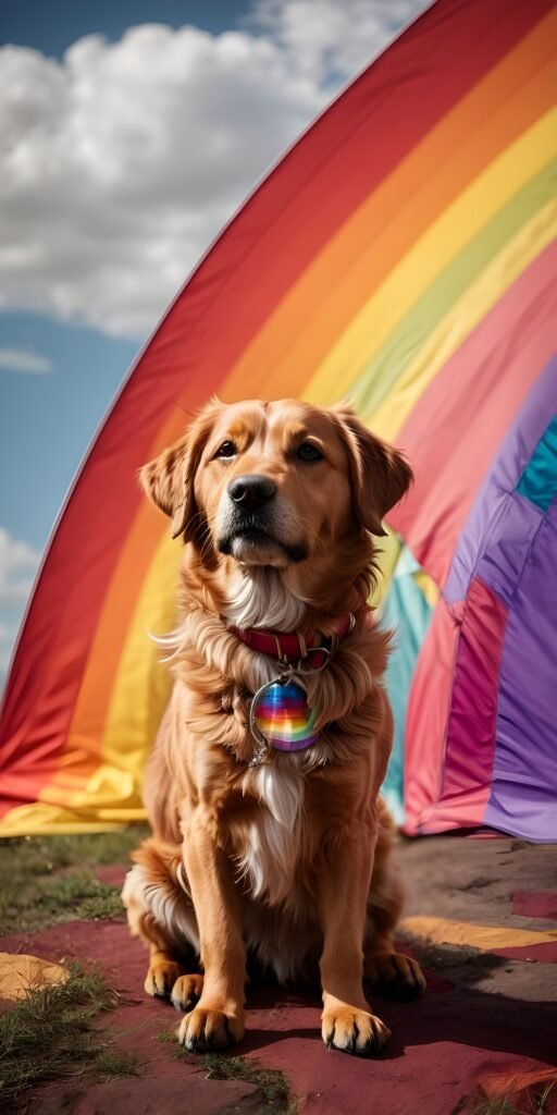Dog and Rainbow Colors Phone Wallpaper